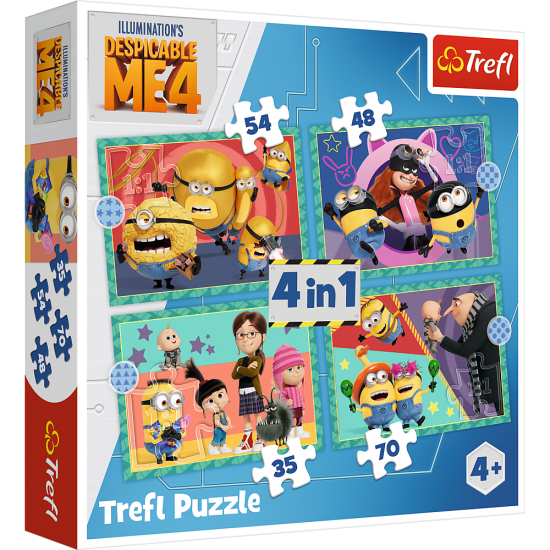 TREFL MINIONS Pužļu komplekts 4in1 Minions, 34648T TREFL MINIONS Pužļu komplekts 4in1 Minions, 34648T