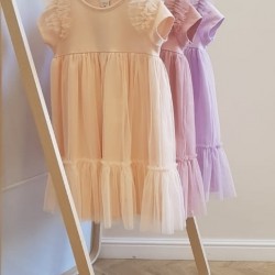 Kleita maigi violeta ar tilla svārku daļu, izmēri 98-122cm, AT0717a