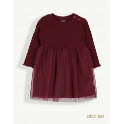 Kleita ar rievotu auduma struktūru un tilla svārku daļu, izmēri 80-92cm AT1638A