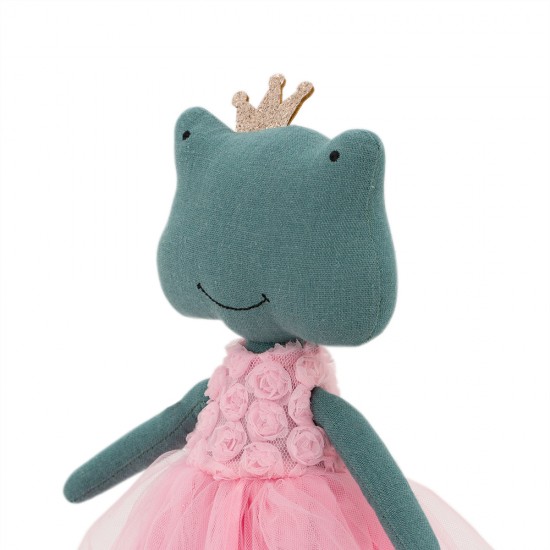 COTTI MOTTI Mīkstā rotaļlieta Vardīte Fiona rozā kleitā ar rozēm (29cm) CM12-15/S03