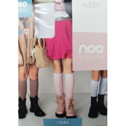 Pusgarās zeķes gludas AVERY 40 DEN baltas izmērs 18-22 DR2307 