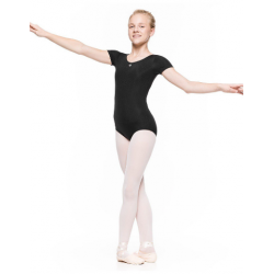 Bodijs baletam, vingrošanai, dejošanai ar īsām piedurknēm melns, CARMEN, izmēri 134-152cm, AR044
