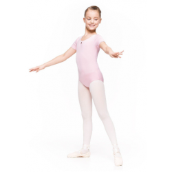 Bodijs baletam, vingrošanai, dejošanai ar īsām piedurknēm rozā, CARMEN, izmēri 98-128cm, AR046