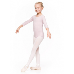 Bodijs baletam, vingrošanai, dejošanai ar 3/4 piedurknēm rozā, KLARA, izmēri 98-128cm, AR059