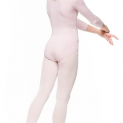 Bodijs baletam, vingrošanai, dejošanai ar 3/4 piedurknēm rozā,  KLARA, izmēri 134-146cm, AR060