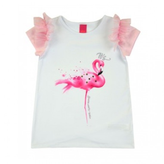 T-krekls ar flamingo meitenēm, izmēri 104-134cm, 8188 T-krekls ar flamingo meitenēm, izmēri 104-134cm, 8188