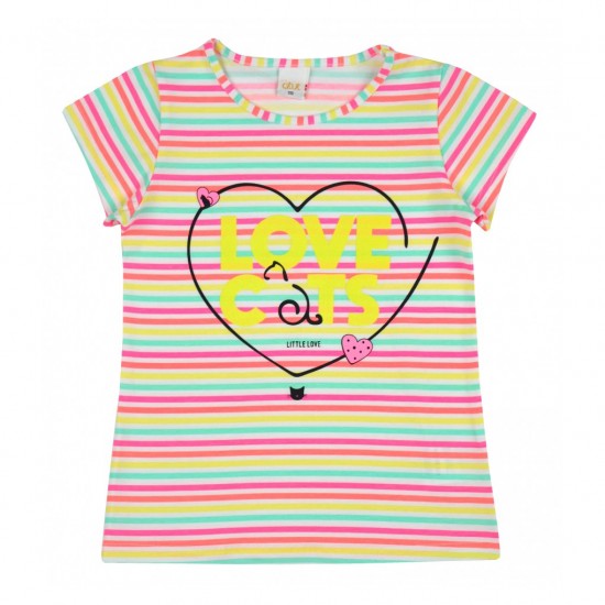 T-krekls LOVE CATS meitenēm, izmēri 98-122cm, 8725 T-krekls LOVE CATS meitenēm, izmēri 98-122cm, 8725