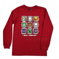 Garroku krekls zēniem Minecraft bordo, izmēri 116-146cm, GT-9012