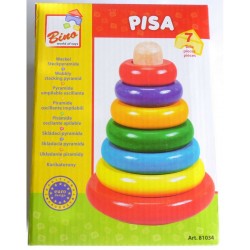 Koka attīstoša rotaļlieta klasiska piramīda Bino Wobbly Stacking Pyramid 81034