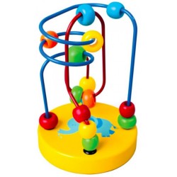 Koka attīstoša rotaļlieta aktīvā cilpa labirints ar lodītēm Bino Bead Maze Yellow 84208