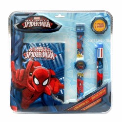 Spiderman pulkstenis, pildspalva un blociņš, komplekts G0160