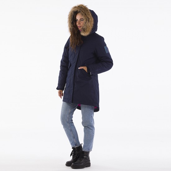 HUPPA ziemas sieviešu parka VIVIAN 1 tumši zila ar dabīgo kažokādu, 12498120-00086 HUPPA ziemas sieviešu parka VIVIAN 1 tumši zila ar dabīgo kažokādu, 12498120-00086