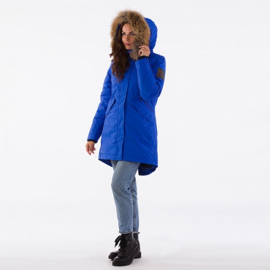 HUPPA ziemas sieviešu parka VIVIAN 1 koši zila ar dabīgo kažokādu, 12498120-70035 HUPPA ziemas sieviešu parka VIVIAN 1 koši zila ar dabīgo kažokādu, 12498120-70035