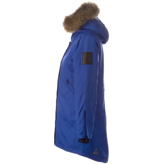 HUPPA ziemas sieviešu parka VIVIAN 1 koši zila ar dabīgo kažokādu, 12498120-70035 HUPPA ziemas sieviešu parka VIVIAN 1 koši zila ar dabīgo kažokādu, 12498120-70035