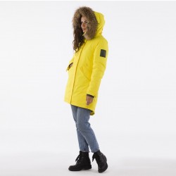 HUPPA ziemas sieviešu parka VIVIAN 1 dzeltena ar dabīgo kažokādu, 12498120-70002