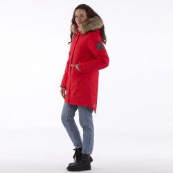 HUPPA ziemas sieviešu parka VIVIAN 1 sarkana ar dabīgo kažokādu, 12498120-70004