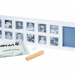BABY ART FIRST YEAR PRINT FRAME KOMPLEKTS MAZUĻA PĒDIŅU / ROCIŅU NOSPIEDUMA IZVEIDOŠANAI, WHITE&GREY (ARTIKULS: 34120085)